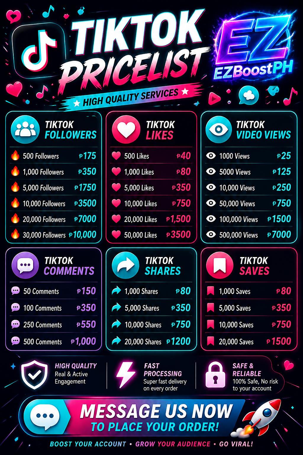 TikTok price list